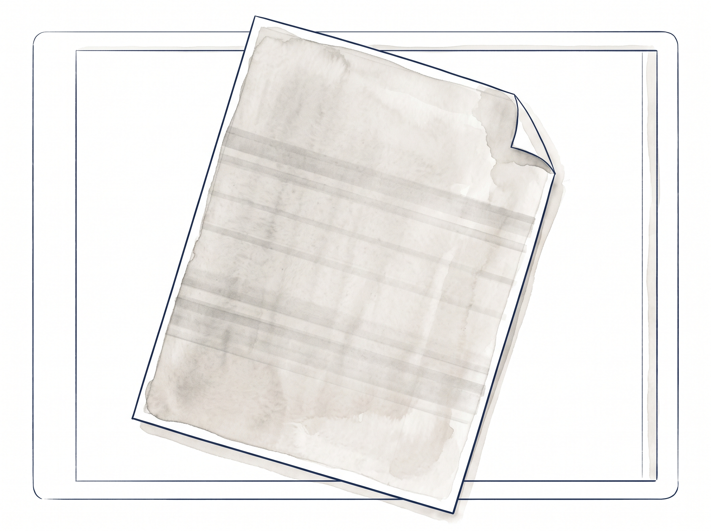 A paper bank statement lying skewed on a flatbed scanner, greyscale
