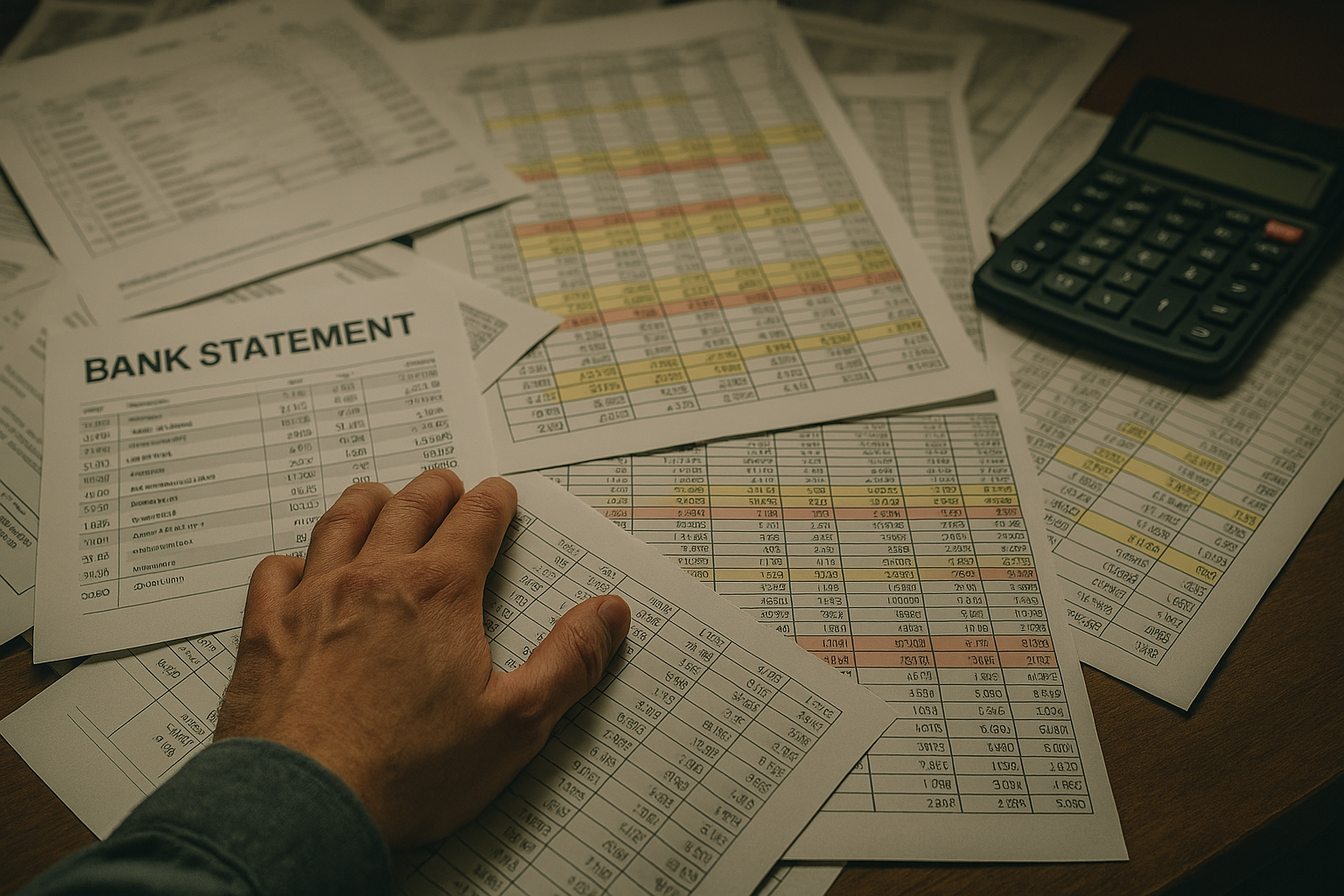 Complex spreadsheet showing manual reconciliation difficulties